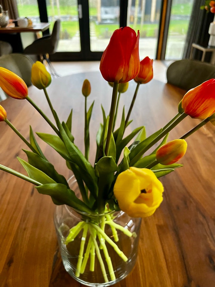 Strauß künstlicher Tulpen - Gelb/Orange-Mix - 47 cm hoch