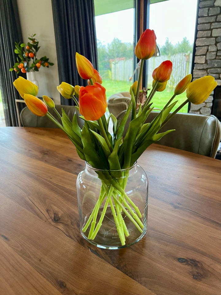 Strauß künstlicher Tulpen - Gelb/Orange-Mix - 47 cm hoch