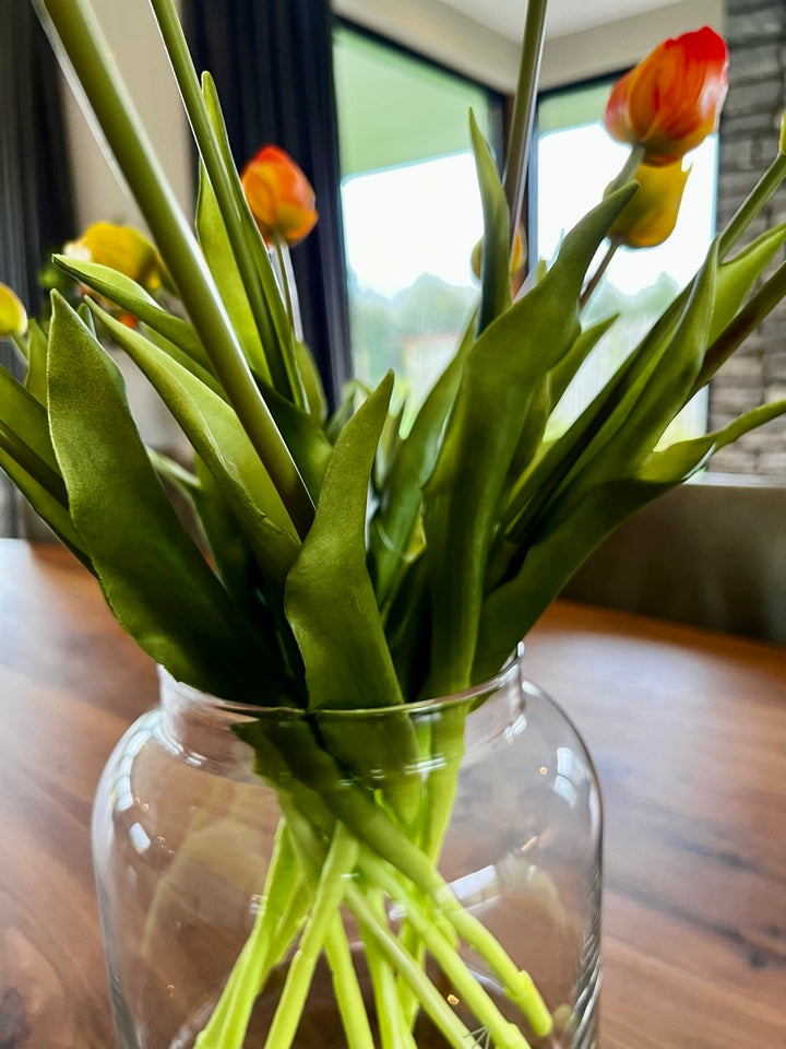 Strauß künstlicher Tulpen - Gelb/Orange-Mix - 47 cm hoch