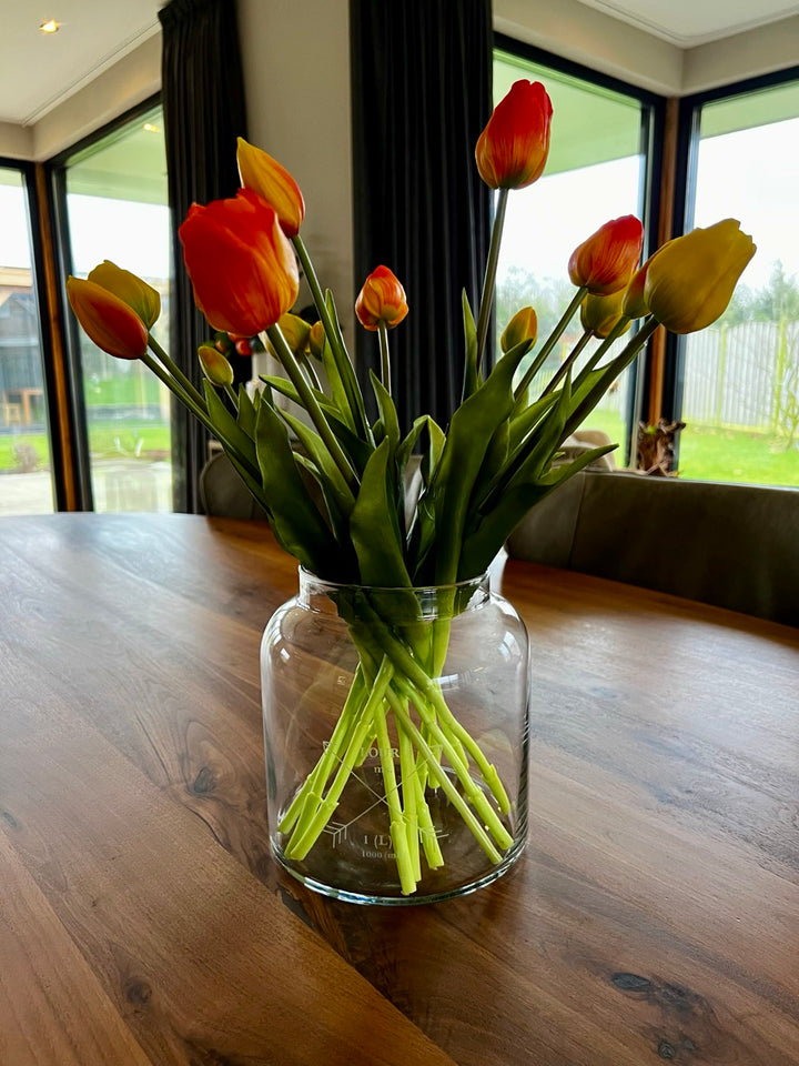 Strauß künstlicher Tulpen - Gelb/Orange-Mix - 47 cm hoch