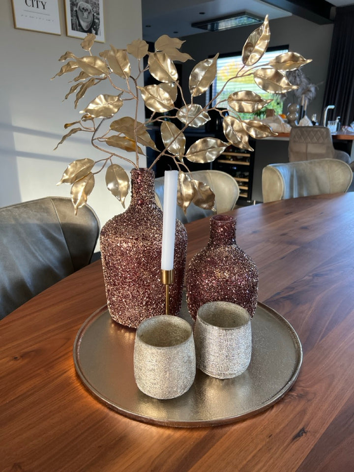 Decoratieschaal MAES metaal - Licht goud - 2 varianten