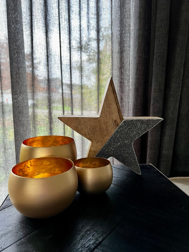 Ster Decoratie - hoogwaardig mangohout - 22 cm