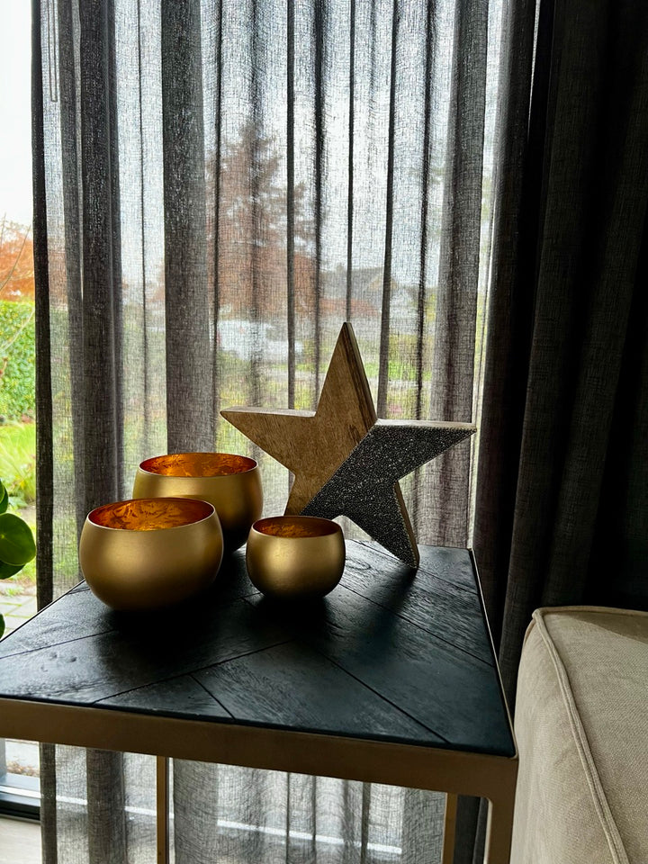 Ster Decoratie - hoogwaardig mangohout - 22 cm