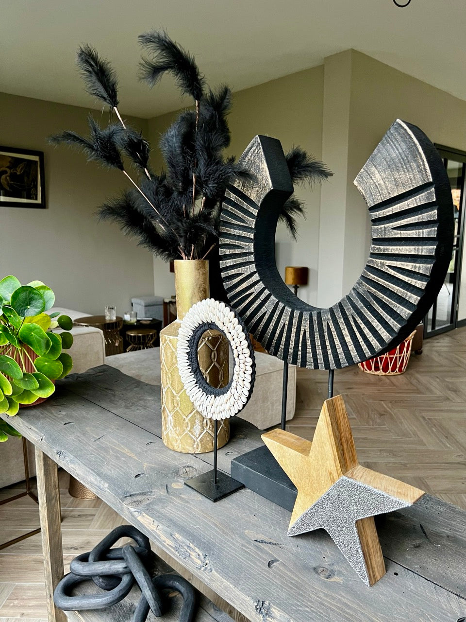 Ster Decoratie - hoogwaardig mangohout - 22 cm