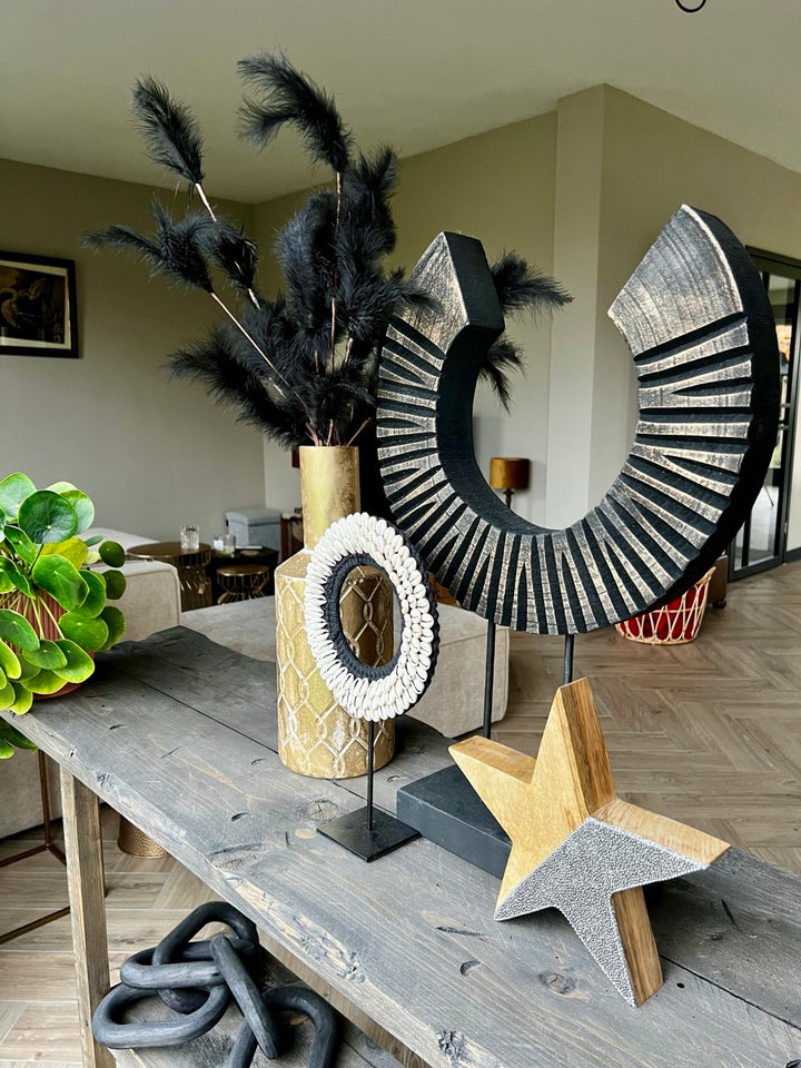 Ster Decoratie - hoogwaardig mangohout - 22 cm