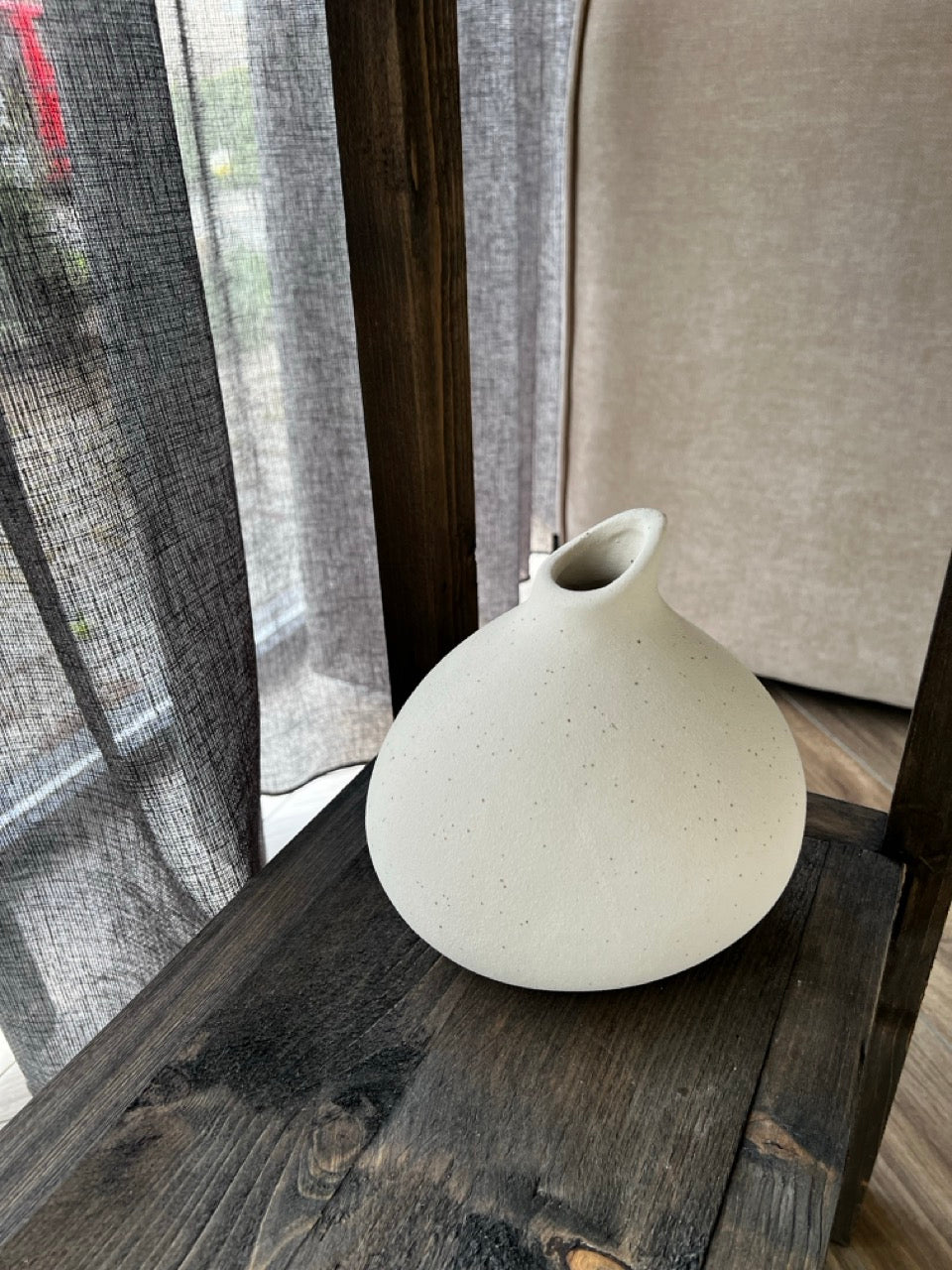 Vase ASSAGO aus Keramik – 2 Varianten – Creme