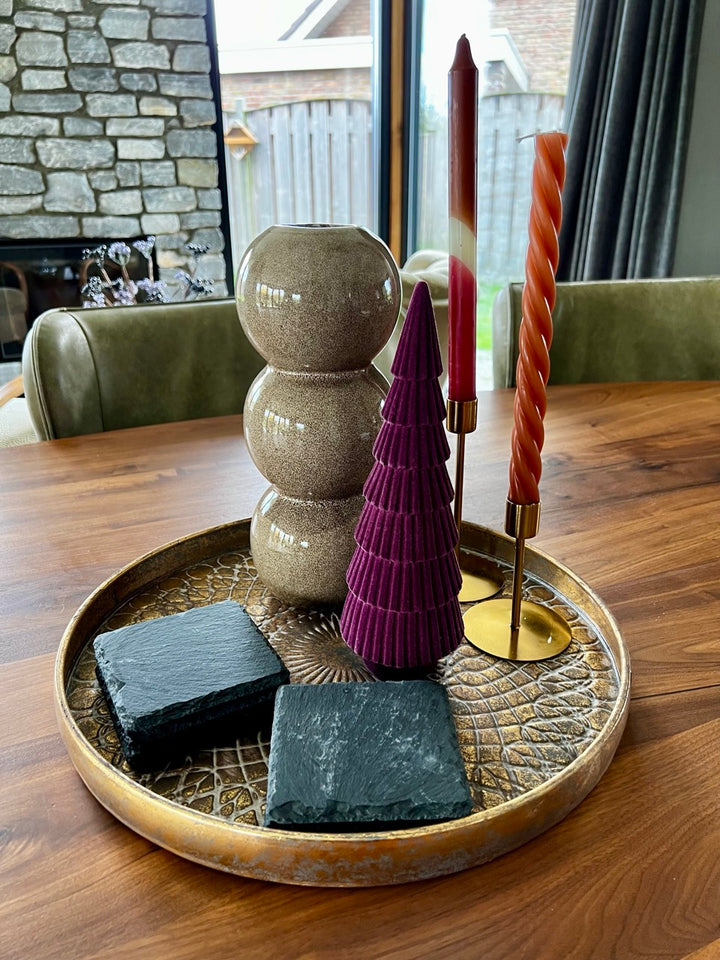 Velvet Kerstboom - 27 cm hoog - Paars