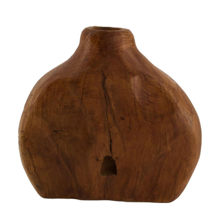 Vase aus Teakholz - Natürliches Teakholz - 24x9x22cm