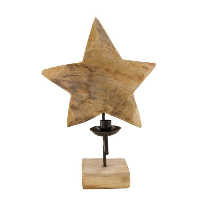 Ornament "Lichte ster" - Teak hout - 40 cm