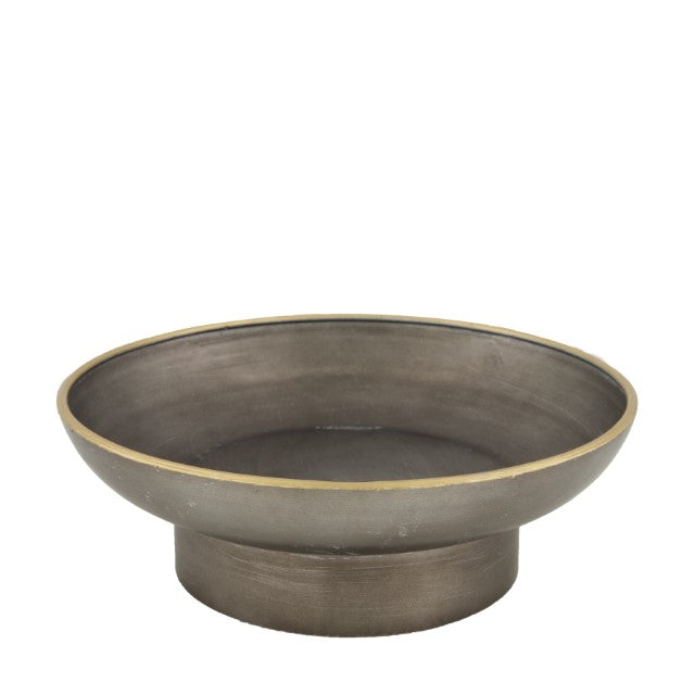 Decoratieschaal "Metallic" - zilver/grijs - metaal - Ø28,5 cm