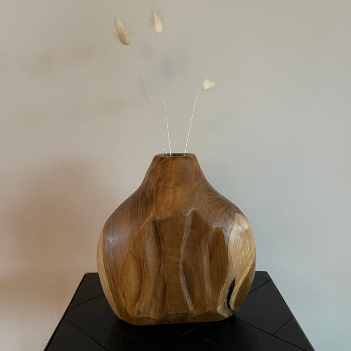 Vase aus Teakholz - Natürliches Teakholz - 24x9x22cm