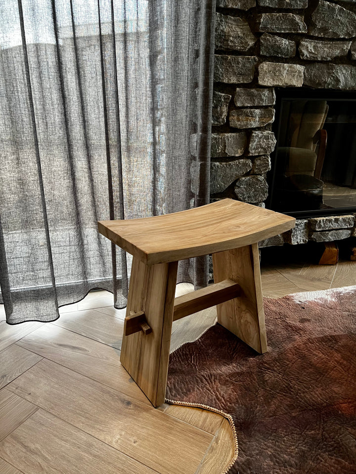 Teakhouten kruk -↑47 cm / →28 cm  - Naturel