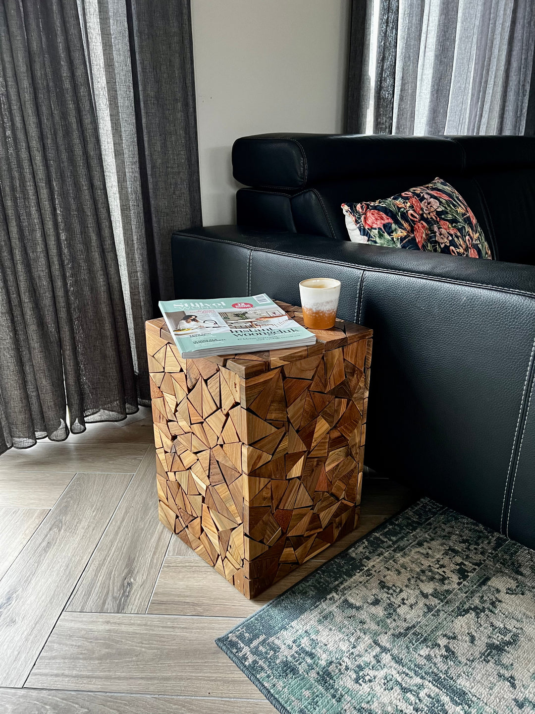 Beistelltisch Teakholzstücke - ↑42 cm / →32 cm - Natur