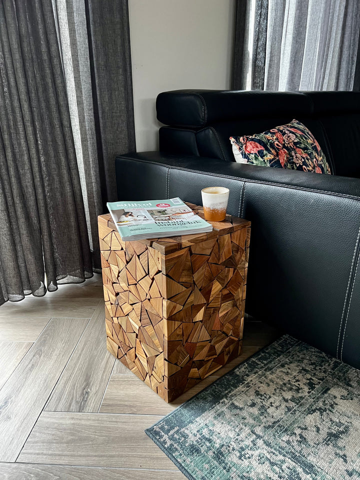Beistelltisch Teakholzstücke - ↑42 cm / →32 cm - Natur