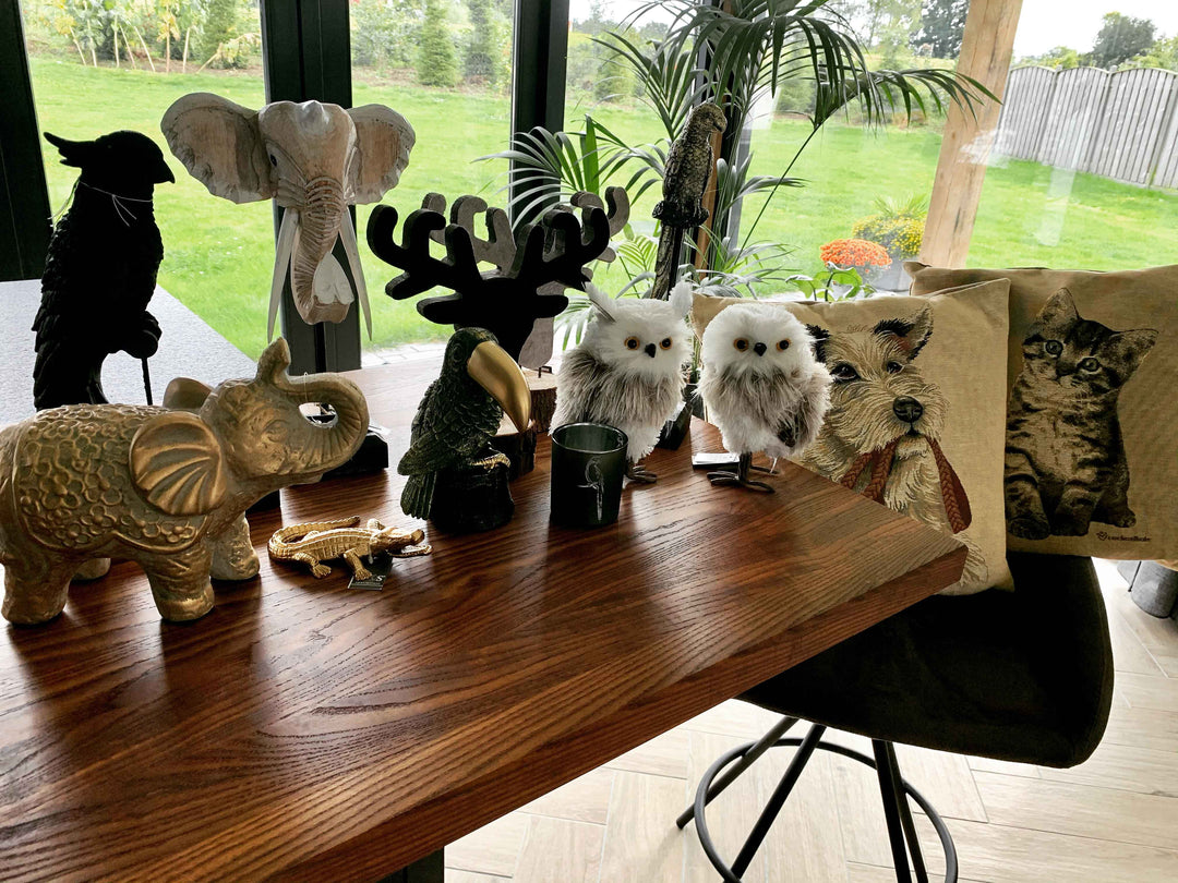 Rendier hoofd hout met stof grijs sfeerfoto