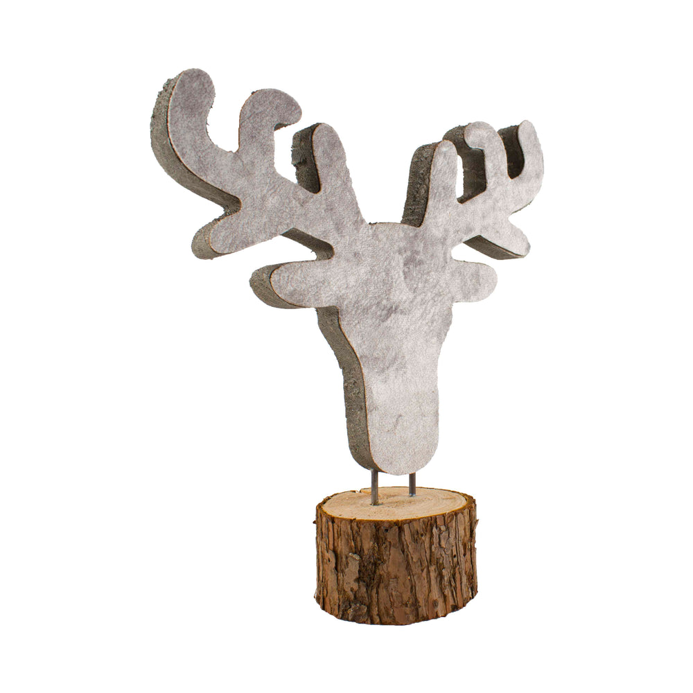 Rendier hoofd hout met stof grijs zijkant