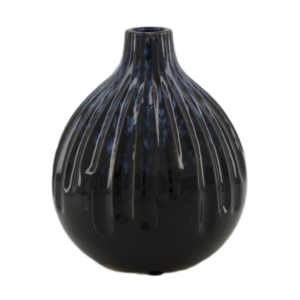 Kleine Keramikvase - schwarz/blau - 16,5x16,5x19cm