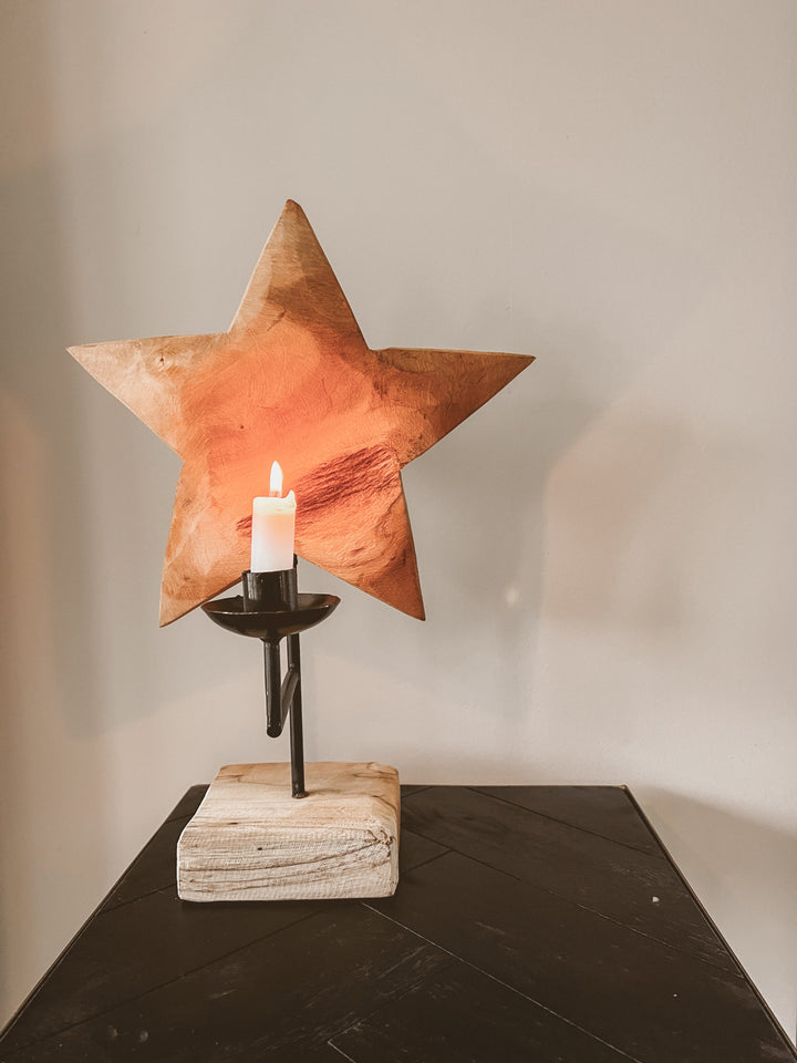 Ornament "Leuchtstern" - Teakholz - 40 cm