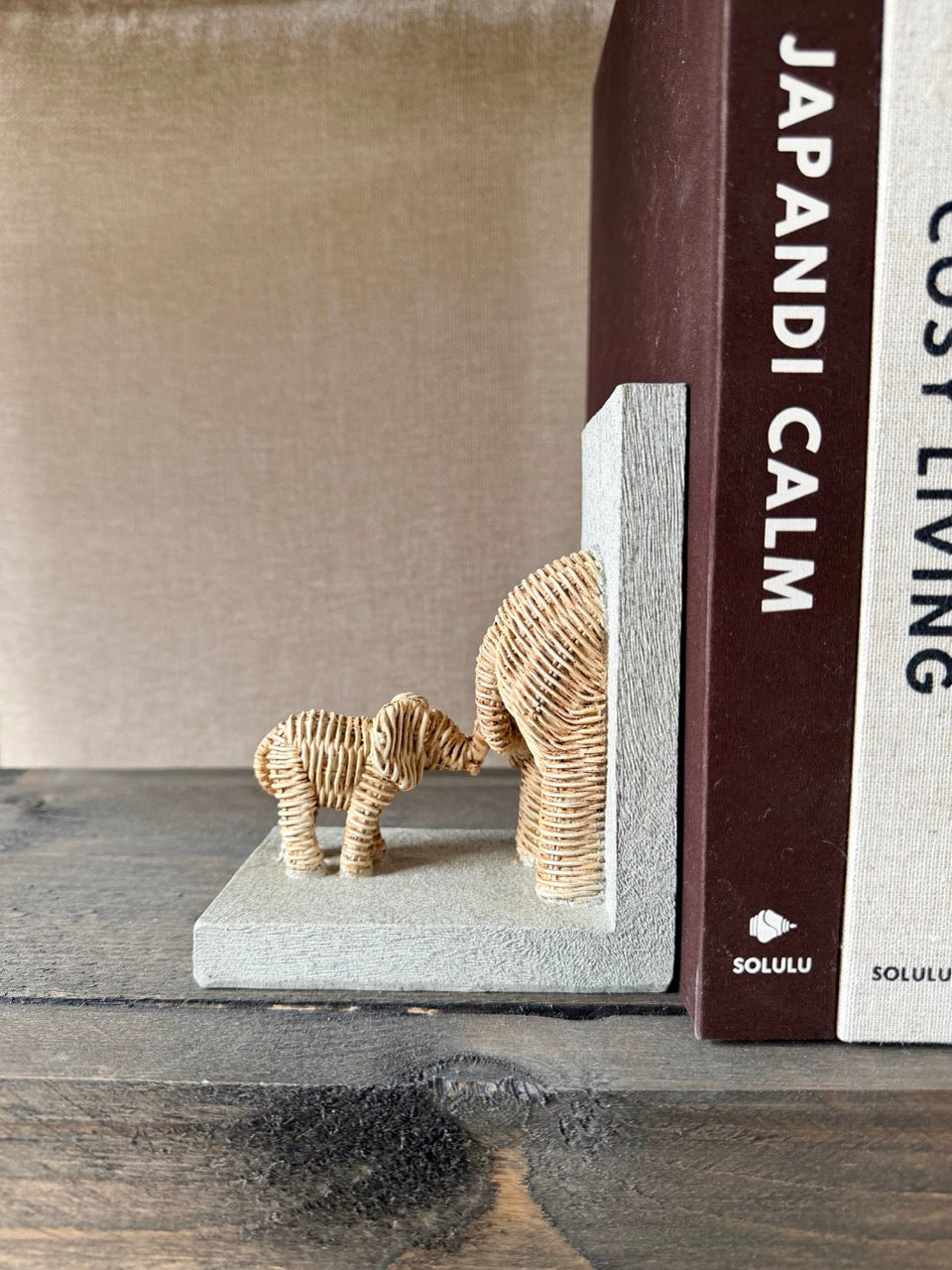 Boekensteun Olifant Naturel - 25,5x8,8x15,5 cm