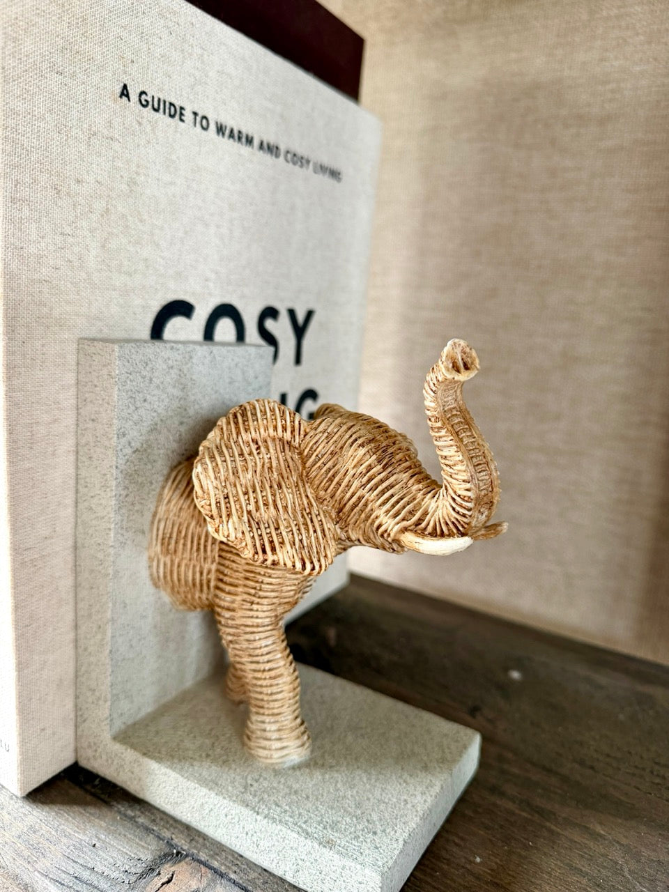 Boekensteun Olifant Naturel - 25,5x8,8x15,5 cm
