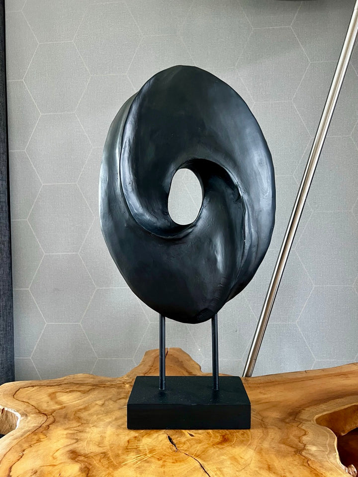 Dekoration auf Ständer ZORATI - 24x9x46,5cm - Holz schwarz