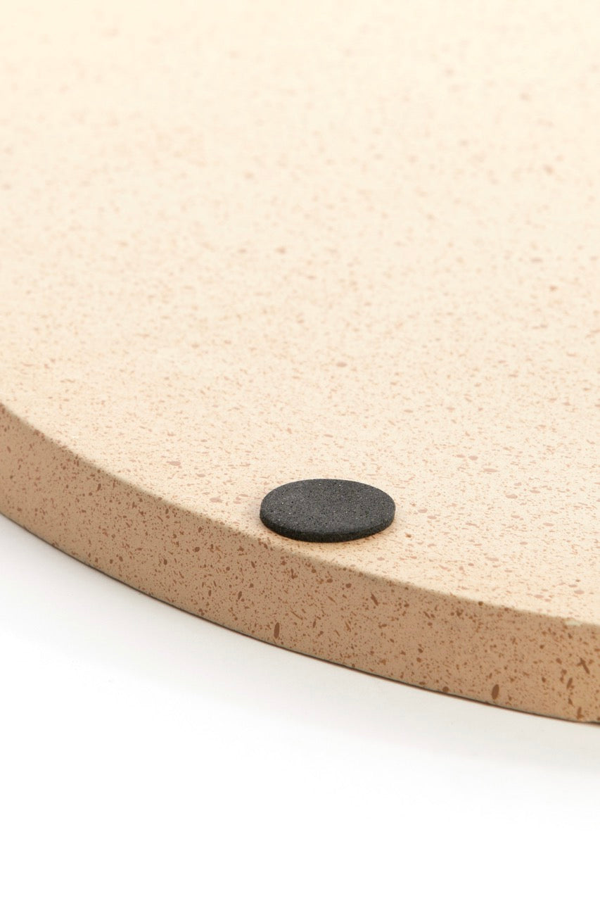 Decoratieschaal MAES metaal - zand/Licht bruin gespikkeld - Ø40x1,5 cm