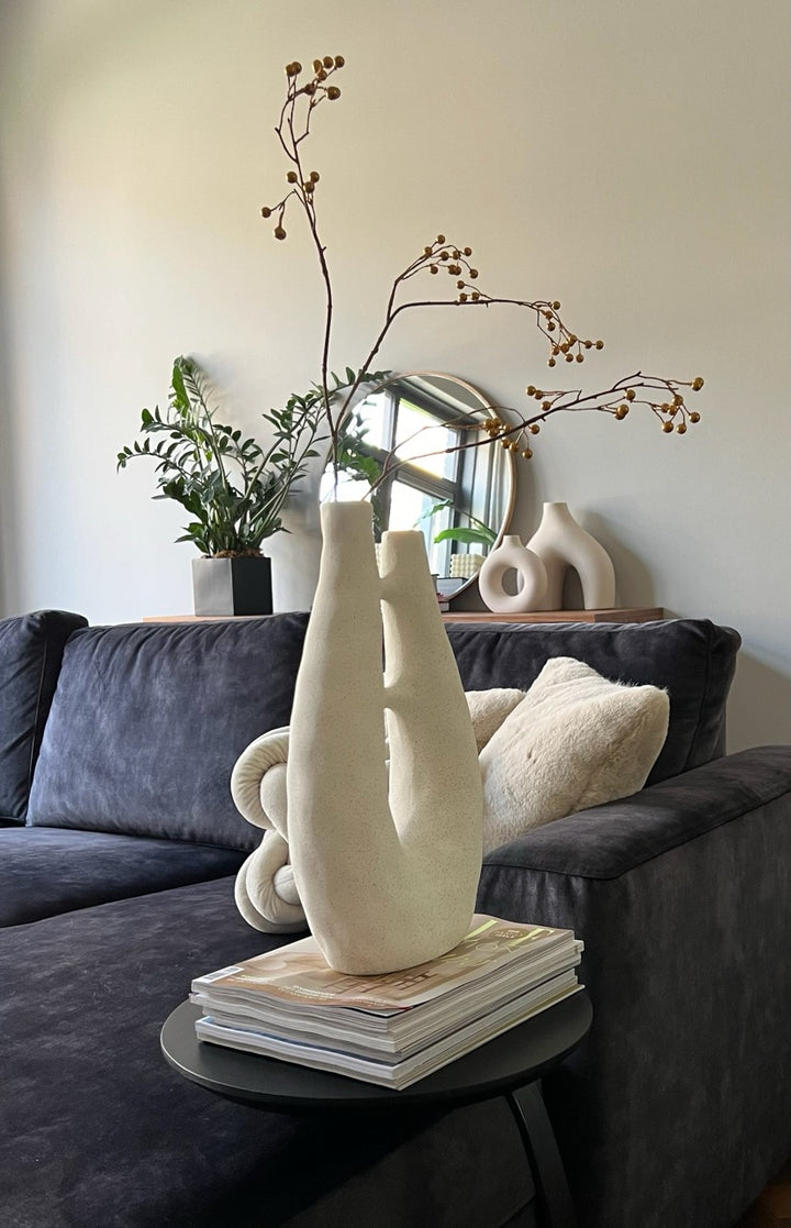 Doppelvase matt creme - 22x11x41cm