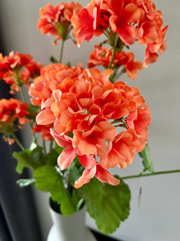 Geranienzweig - 94 cm hoch - Orange - Silk-ka