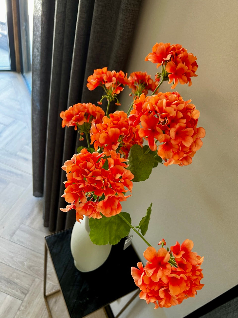 Geranienzweig - 94 cm hoch - Orange - Silk-ka