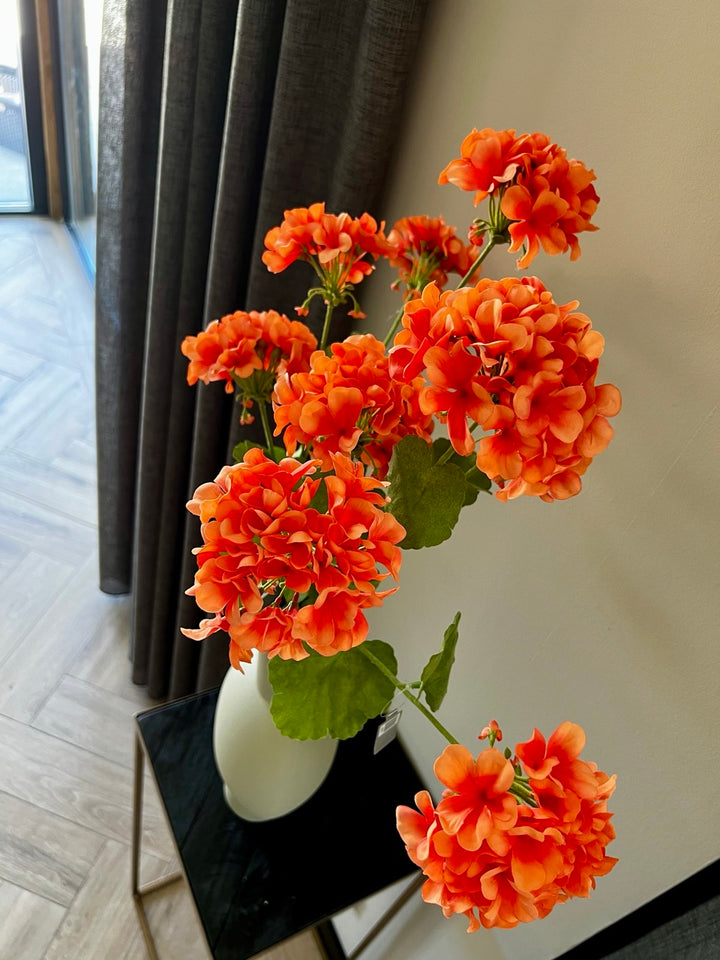 Geranienzweig - 94 cm hoch - Orange - Silk-ka
