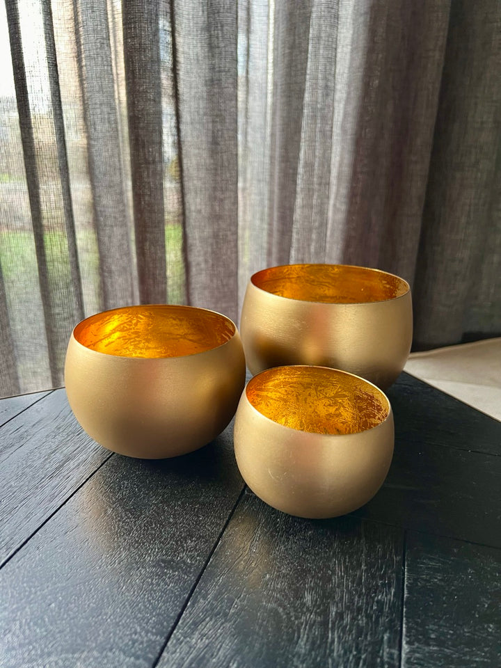 Gouden metalen kaarshouder - Set van 3 - Goud - 2 varianten