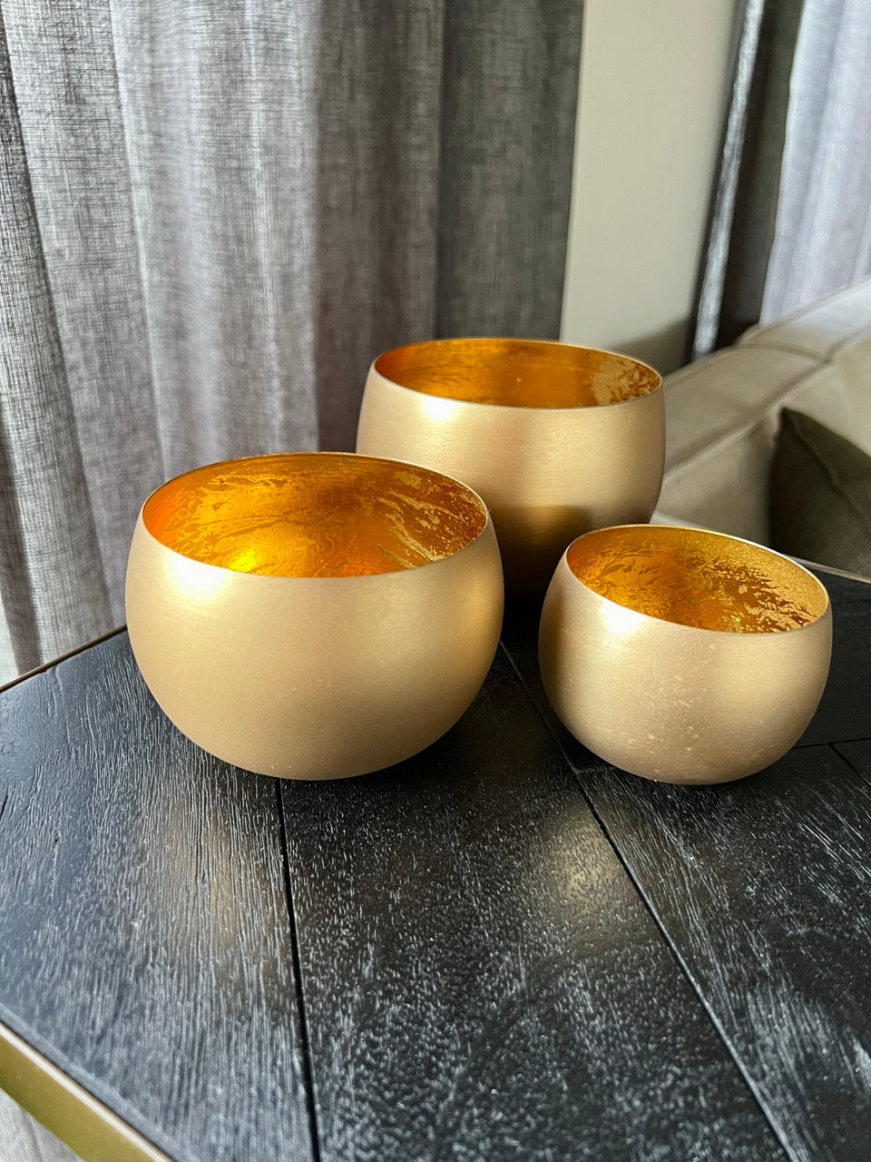 Gouden metalen kaarshouder - Set van 3 - Goud - 2 varianten
