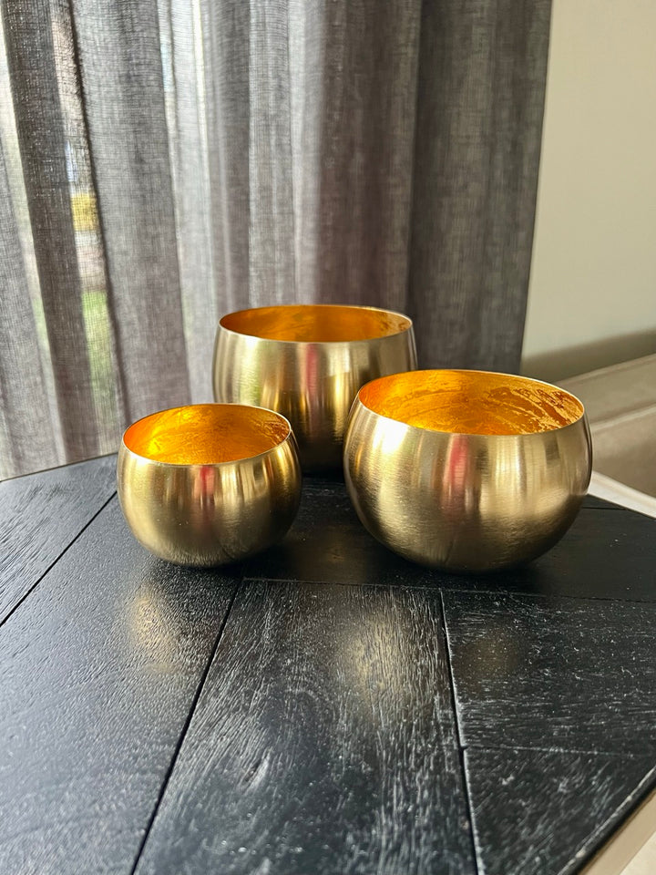Gouden metalen kaarshouder - Set van 3 - Goud - 2 varianten