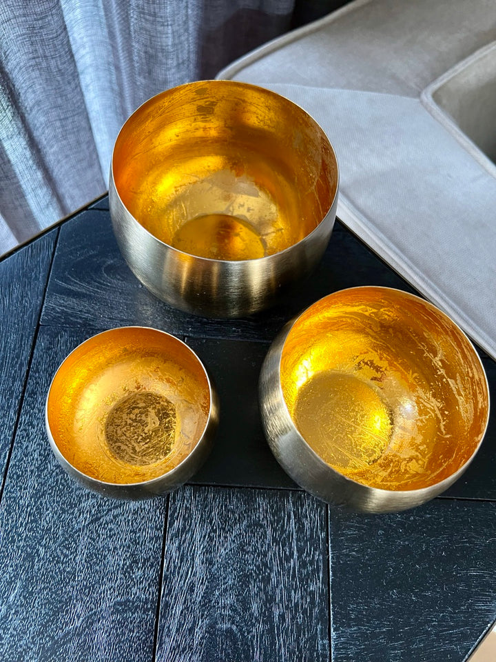 Gouden metalen kaarshouder - Set van 3 - Goud - 2 varianten