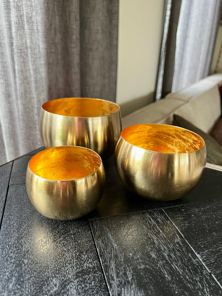 Gouden metalen kaarshouder - Set van 3 - Goud - 2 varianten