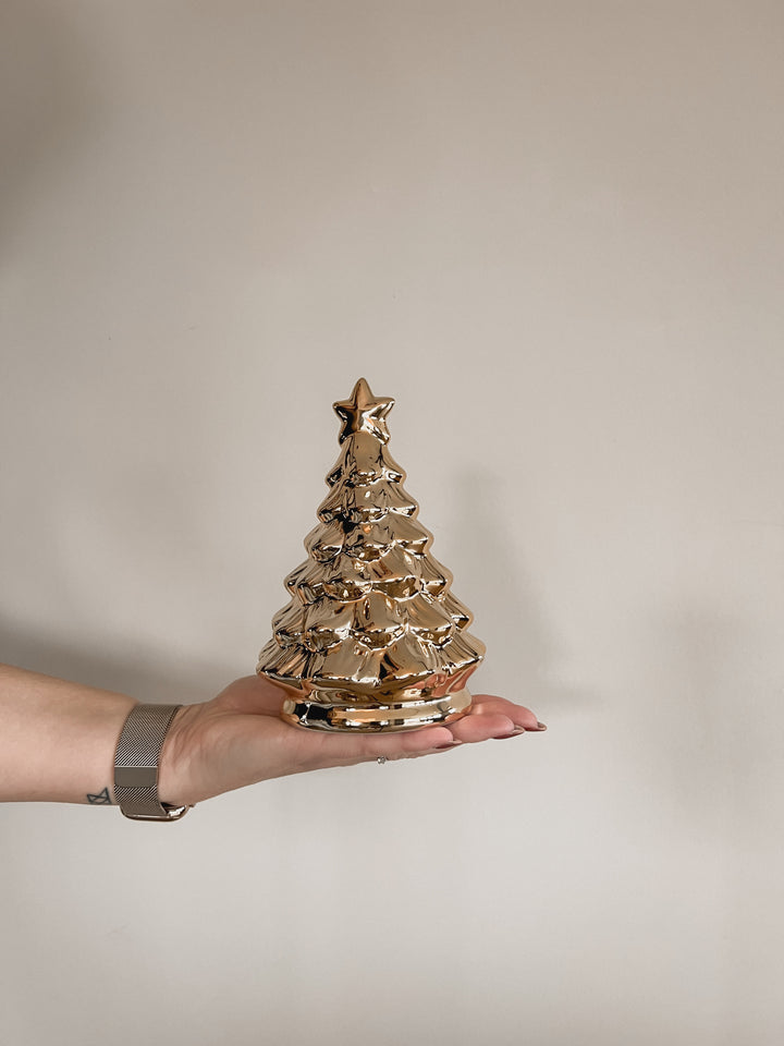 Kerstboom Goud - 12x17 cm - keramiek