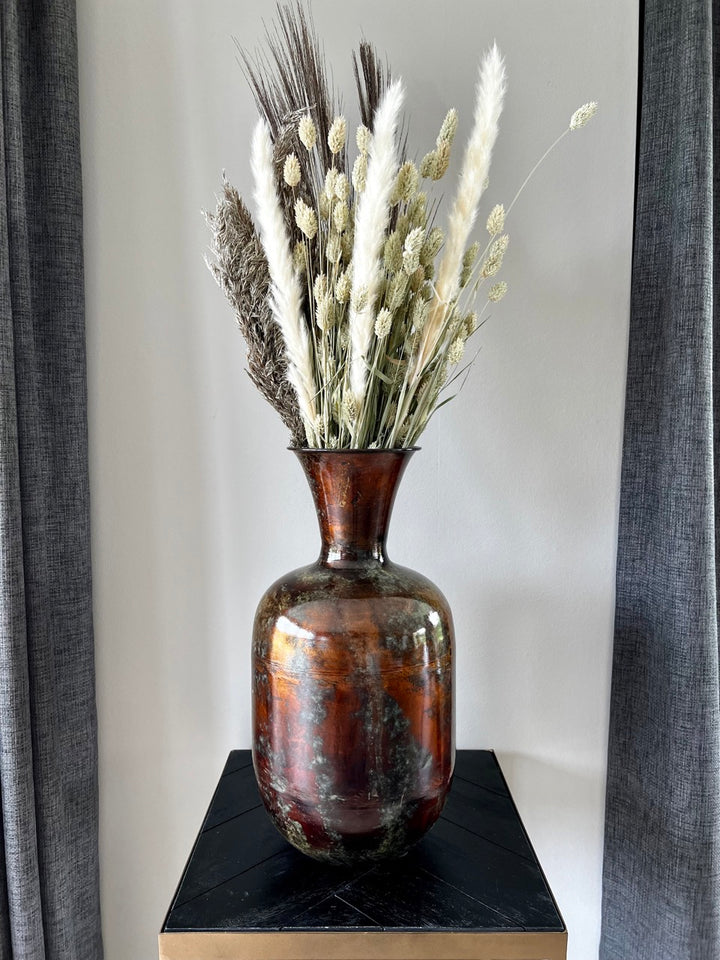 Vase „Antique Bronze“ – 37 cm hoch – Bronze/Grünes Metall