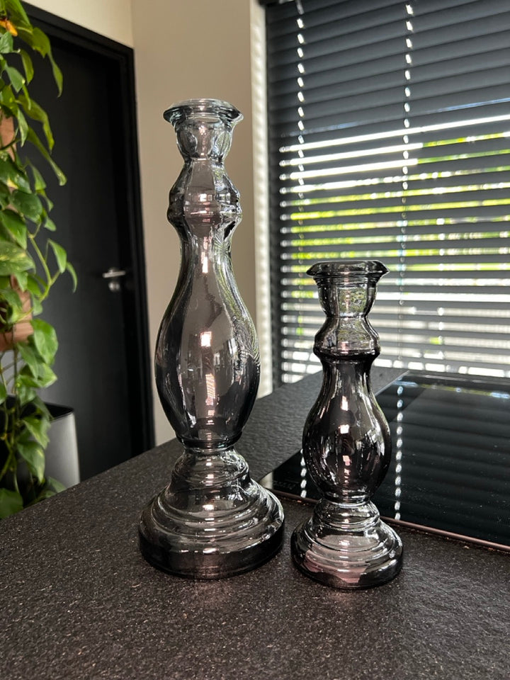 Kerzenständer 2er-Set - Glas - Anthrazit