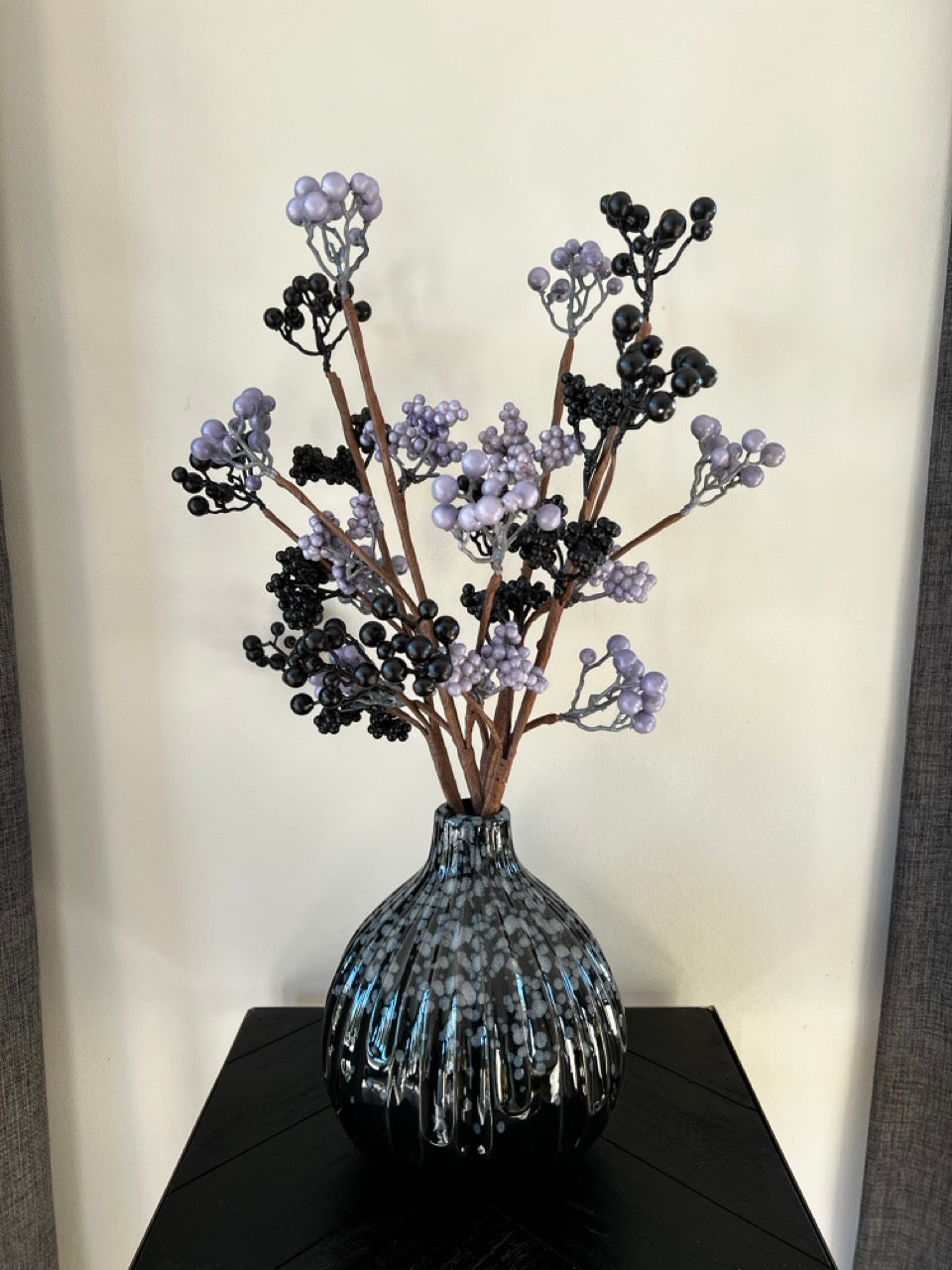 Kleine Keramikvase - schwarz/blau - 16,5x16,5x19cm