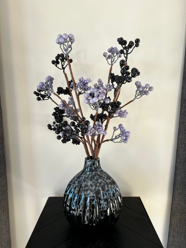 Kleine Keramikvase - schwarz/blau - 16,5x16,5x19cm