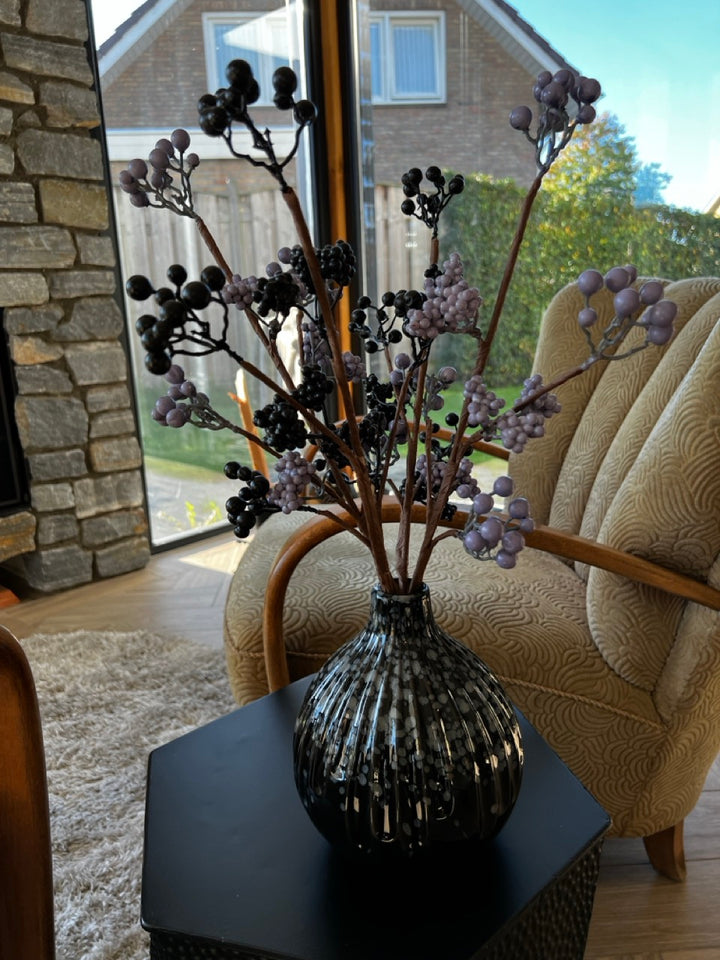 Kleine Keramikvase - schwarz/blau - 16,5x16,5x19cm