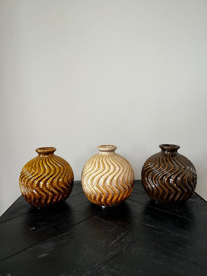 Klein keramisch vaasje - 8x8x9 cm - 3 varianten