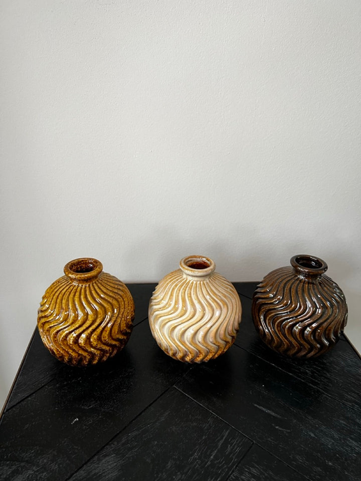 Klein keramisch vaasje - 8x8x9 cm - 3 varianten