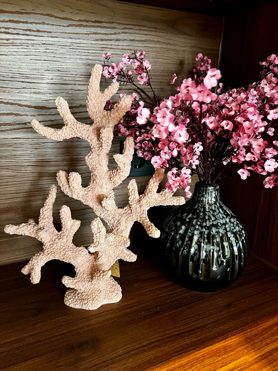 Korallenornament - 41 cm hoch - Rosa/Sand
