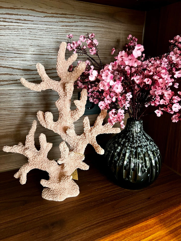 Korallenornament - 41 cm hoch - Rosa/Sand