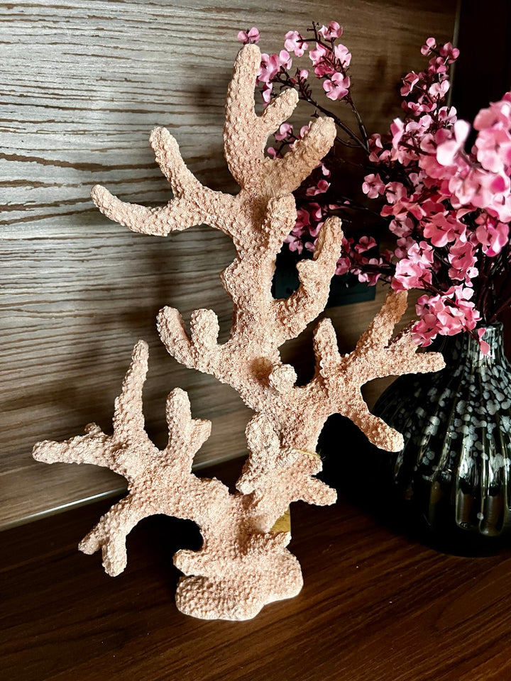Korallenornament - 41 cm hoch - Rosa/Sand