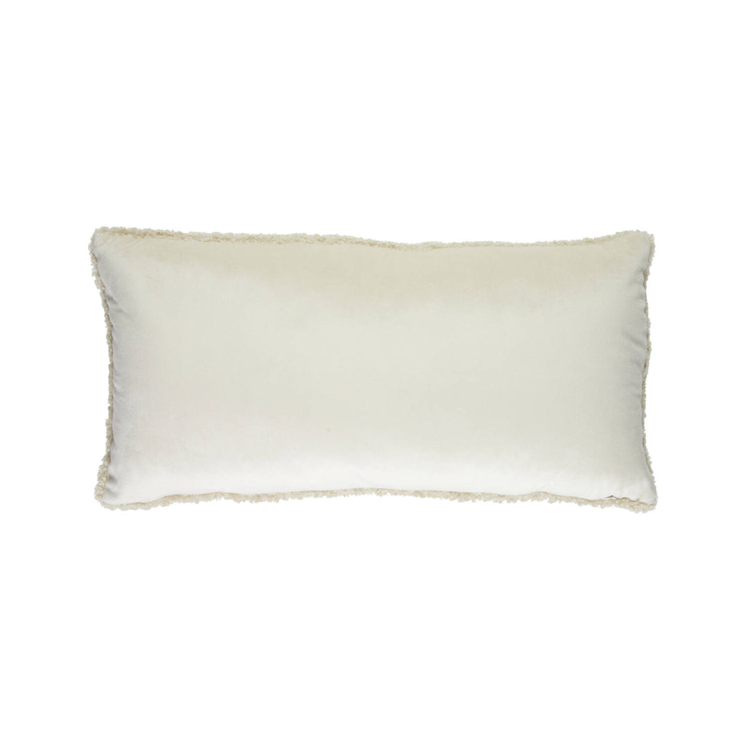 Achterkant langwerpig beige sierkussen Lina 60x30 cm