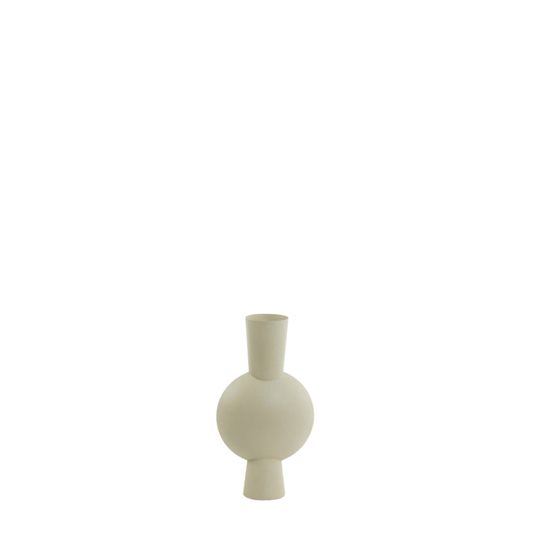 Moderne Metallvase - 40 cm hoch - beige/hellgrau