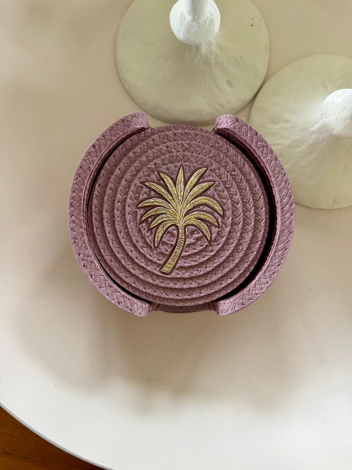 Onderzetters Set van 4 met Houder – Polyresin – 2 Designs