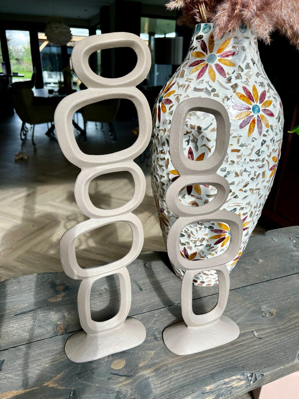 Organisch Beige ornament -metaal - 2 varianten